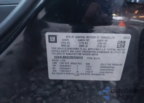 2013 Chevrolet Equinox Ls from USA, damaged, VIN 2GNALBEKXD6299910